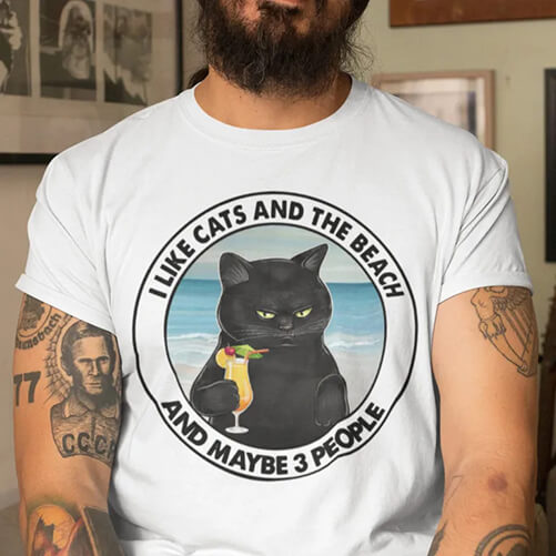 Black-Cat-I-Like-Cats-And-Beach-And-MaybeThree-People-Shirt-beach-gifts-mom