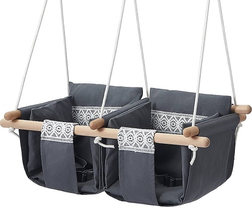 Double Baby Canvas Hanging Swing Set