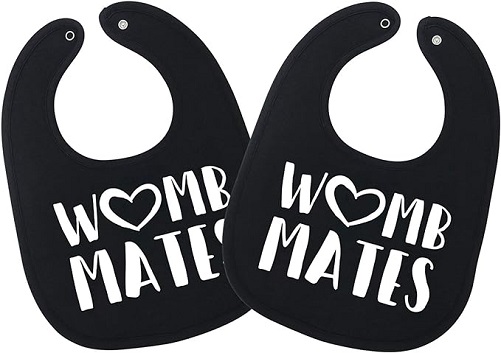 Womb Mates Twins Baby Bibs gifts for twin babies