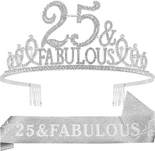 25th-Birthday-Tiara-and-Sash-Silver-25th-birthday-gifts