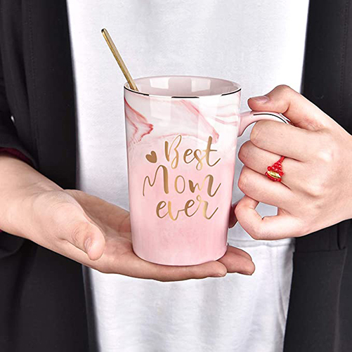 "Best Mom Ever" Marble Pink Ceramic Mug mother's day mug ideas
