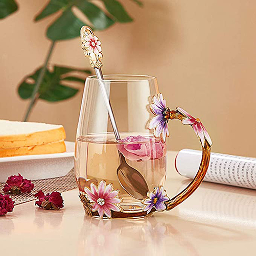Flower Attached Mug With Spoon