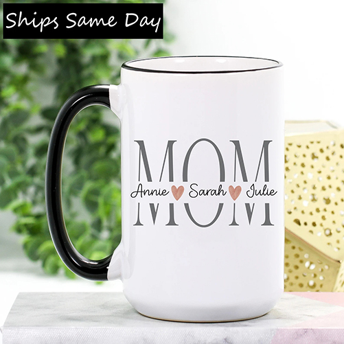 Mom With Names Crafted Mug 