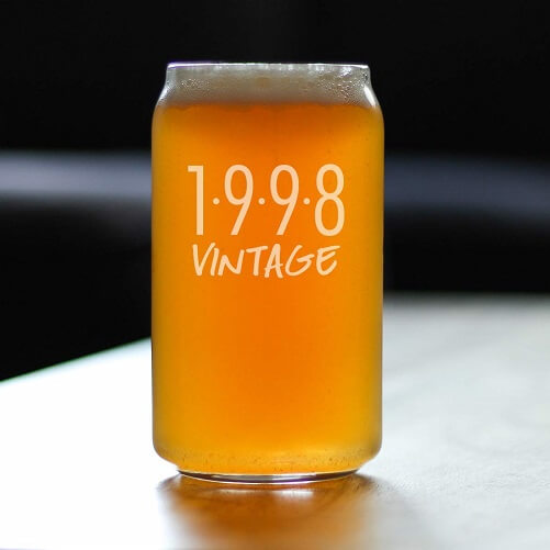 Vintage-1998-Beer-Can-Pint-Glass-24th-birthday-gifts