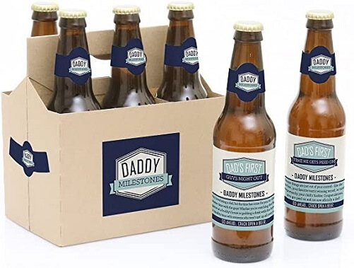 6-Beer-Bottle-Label-Stickers-and-1-Carrier-baby-shower-gifts-for-dad