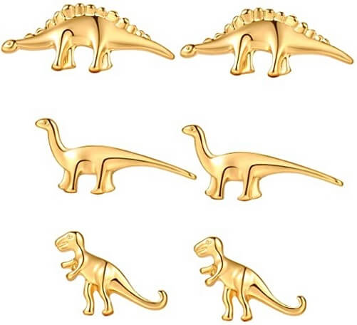 Dinosaur-Stud-Earrings-14K-Gold-dinosaur-gifts-for-adults