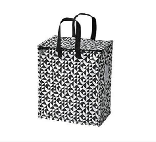 KNALLA-Grocery-Tote-Bag-with-Zip-Black-with-White-Dot-IKEA-tote-backpack-dromsack