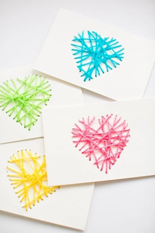 DIY-String-Heart-Yarn-Card-Ideas-for-wrapping-gift-cards