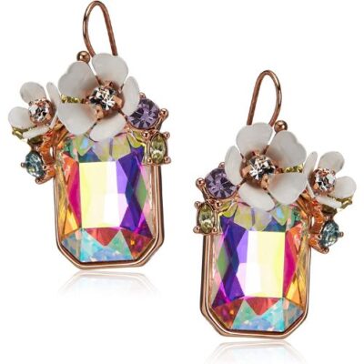 Flower-Rectangle-Stone-Drop-Earrings-Cottagecore-Jewelry