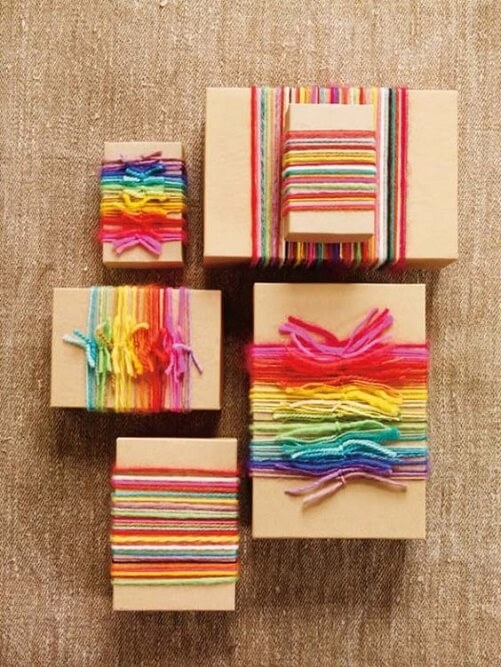 Rainbow-Yarn-Wrappings-birthday-gift-wrap-ideas