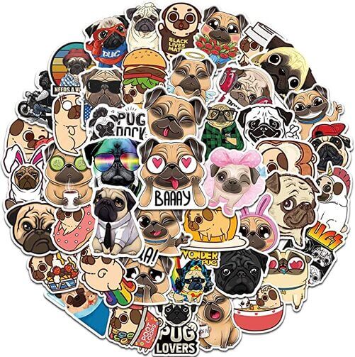 50pcs-Cute-Funny-Pug-Dog-Stickers-Pug-Gifts