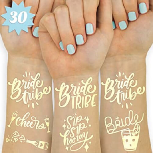 Bride-tribe-metallic-tattoos-funny-bridesmaid-gifts