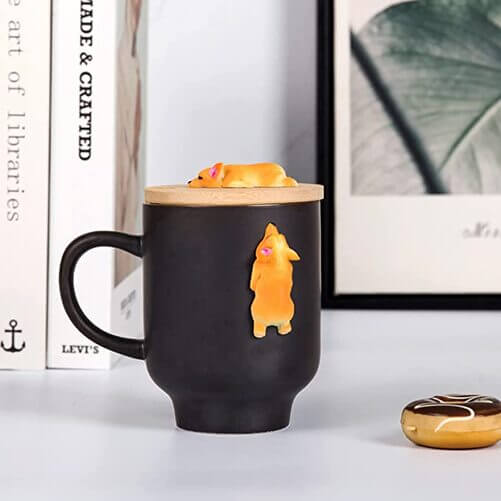 Corgi Mug with Original Bamboo Lid corgi gifts