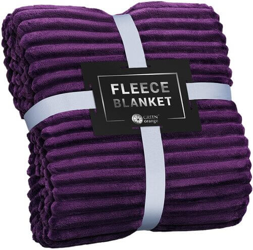 GREEN-ORANGE-Throw-Fleece-Blanket-for-Couch-five-senses-gift-ideas