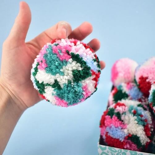 Multi-Colored-Pom-Pom-Ornament-DIY-Christmas-ornaments-as-gifts