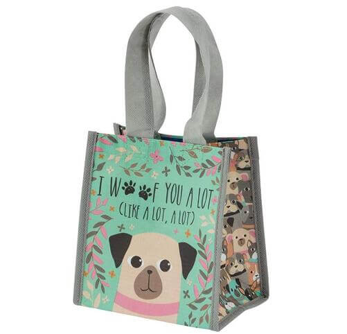 Recycled-Reusable-Small-Gift-Bag-with-Handles-Pug-Dog