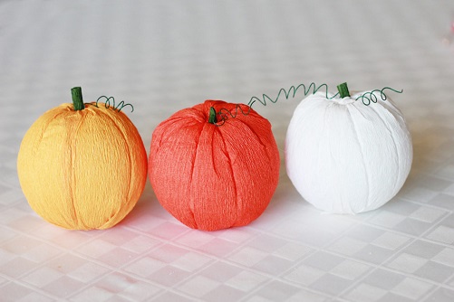 crepe-paper-pumpkins-Halloween-crafts-for-adults