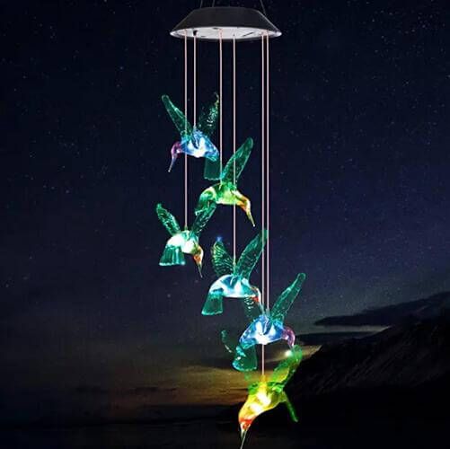 Solar-Hummingbird-Wind-Chimes-Outdoor Gifts For Bird Lovers