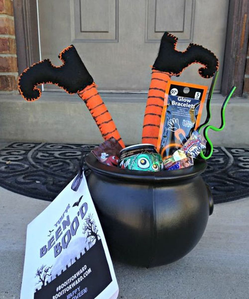 The-Witch-Leg-Halloween-Basket Spooky Basket For Her