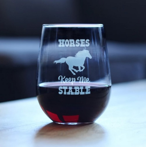 BevveeCo Stemless Wine Glass gifts for horse lovers