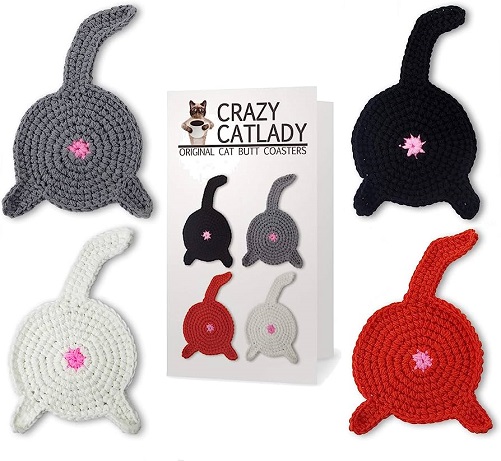Crazy Cat Lady Cat Butt Coasters gifts for cat moms