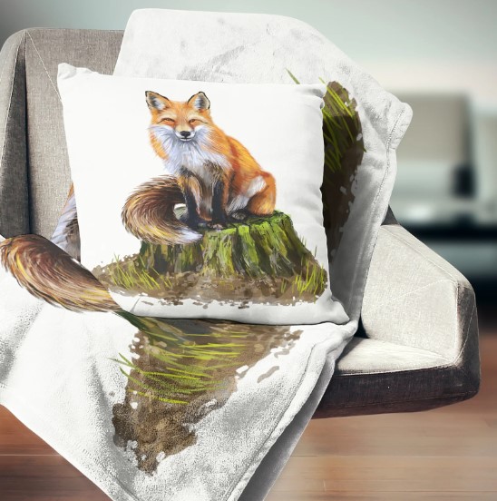Fox Pattern Cushion Cover fox gifts