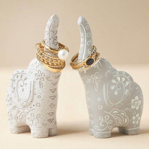 Grey Ceramic Elephant Ring Holder elephant gifts