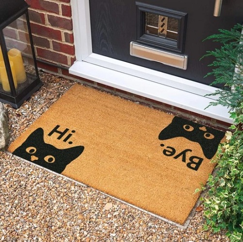 Hello Goodbye Hi Cat Doormat gifts for cat moms