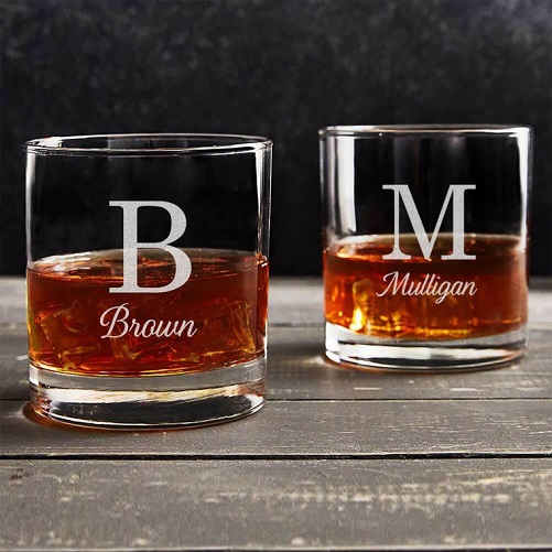 Monogrammed Rocks Glasses personalized bridesmaid gifts