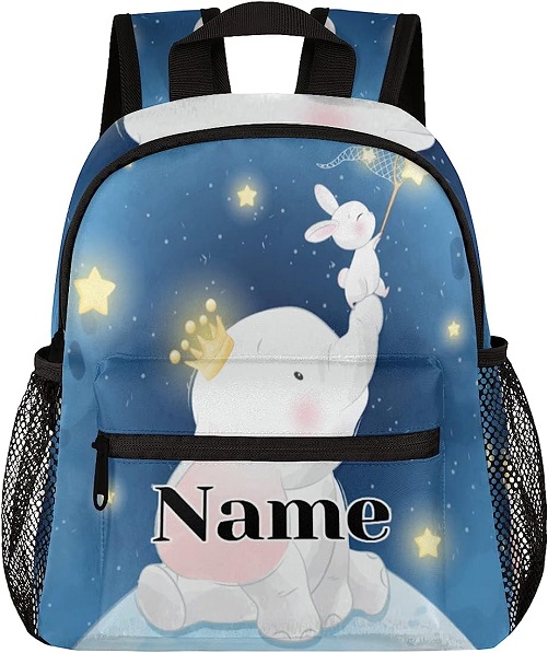 Personalised-Blue-Elephant-Kids-Backpack