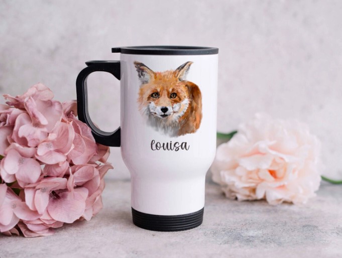 Personalised Fox Travel Mug fox gifts