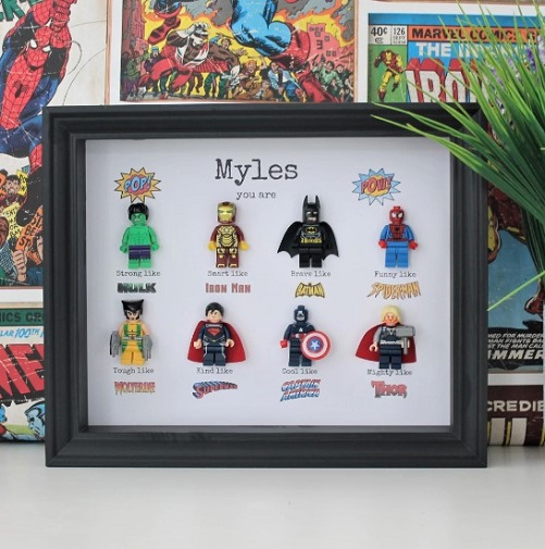 Personalized Marvel Minifigure Frame Marvel gifts for adults