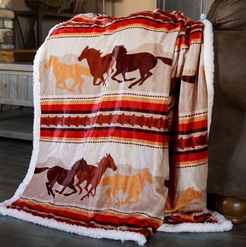 Running-Horse-Sherpa-Fleece-Throw-Blanket