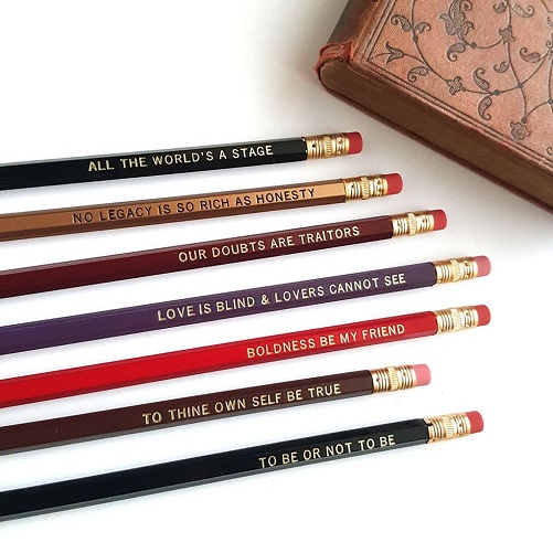 Shakespeare Pencil Set - 7 Engraved Pencils
