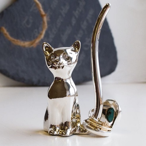 Silver Cat Ring Holder gifts for cat moms