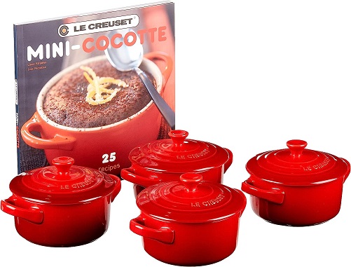 Stoneware 4-Piece Mini Cocotte Set with Cookbook