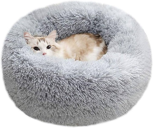 Modern Soft Plush Round Pet Bed for Cats