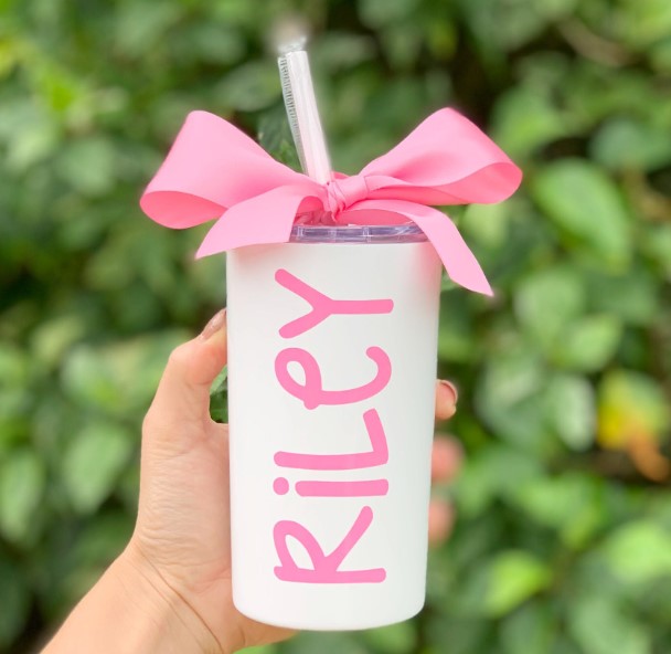 Personalized Tumbler for Kids with Straw