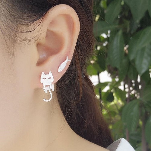 Sterling Silver Kitty Cat Studs