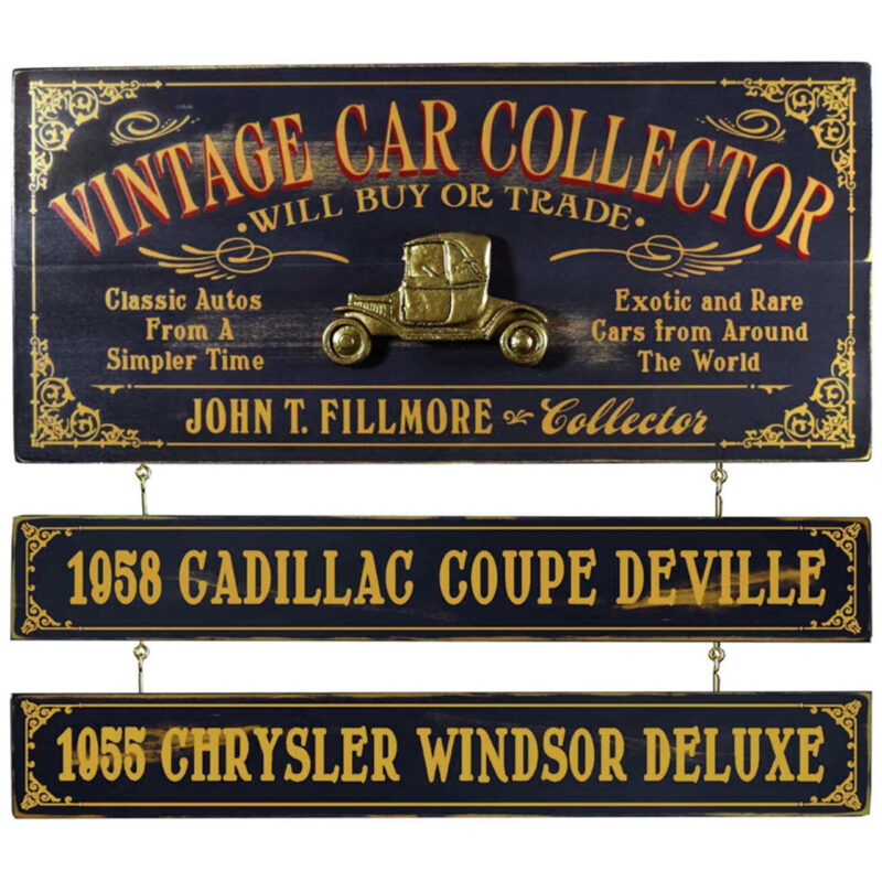 Vintage Sports Car Collector Sign