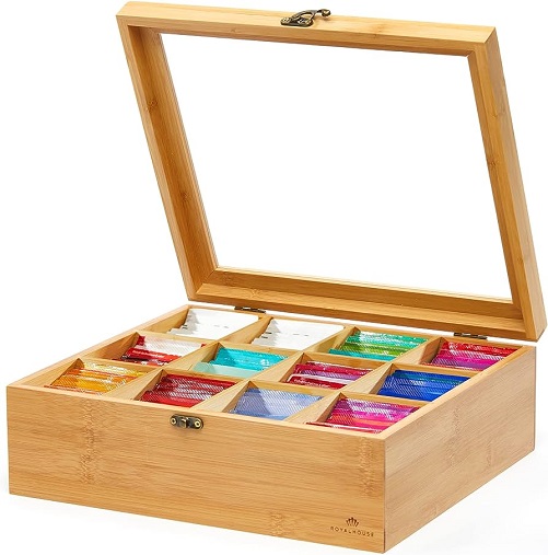 Bamboo Tea Storage Organizer gifts for tea lovers
