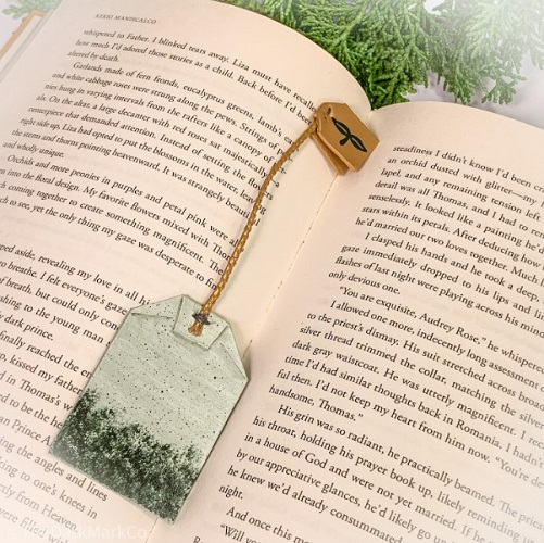 Green Tea Bag Leather Bookmark gifts for tea lovers