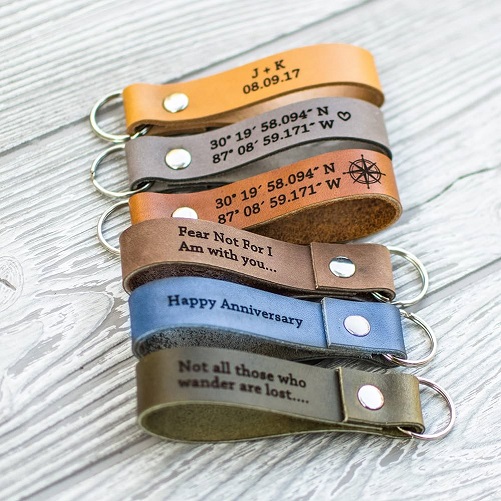 Personalized Leather Keychain secret santa gifts for her