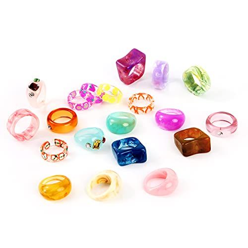 20 Pcs Resin Acrylic Rings Set sweet 16 gift ideas