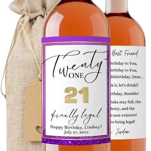 21st Birthday Wine Label