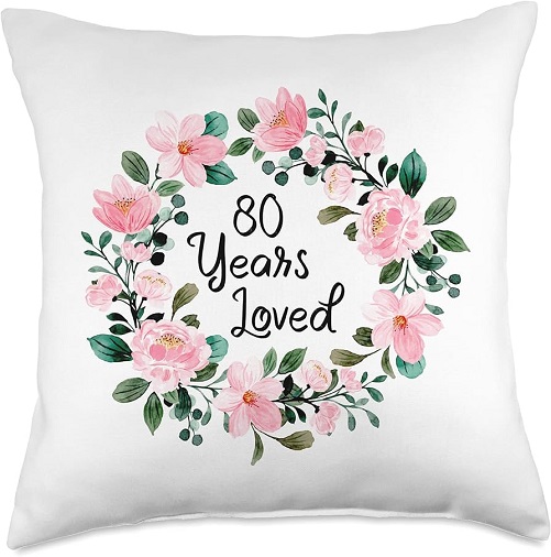 80th Birthday Floral Pillow 80th birthday gift ideas