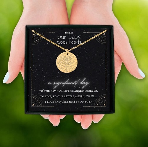 Custom Star Map By Date Pendant Necklace 