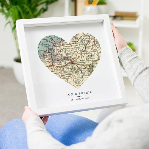 Customized Heart Map Print