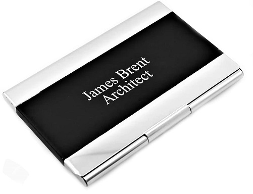 Personalized Black Business Card Case