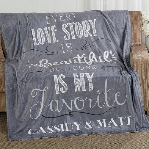 Personalized Love Story Blanket Christmas Presents For Fiances